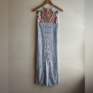 Rip Curl Boho High Neck Tie Back Dress Front Slit Size Small